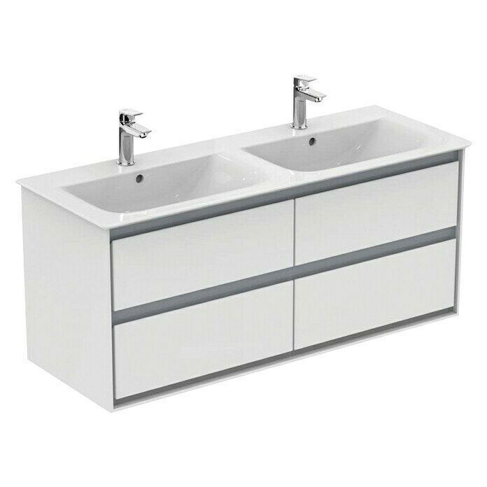 Ideal Standard Connect Air Waschtischunterschrank (44 x 120 x 51,7 cm, 4 Schubkästen, Weiß/Hellgrau, Glänzend)