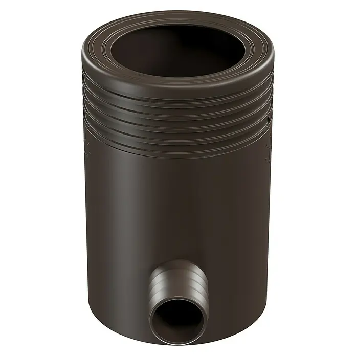 Marley Regensammler - Nennweite: 53 mm - 75 mm, Filter, Braun - Brauner zylindrischer Kunststoffbehälter mit Ober- und Seitenöffnung. Ideal für Gartenbewässerung und Abwasseranwendungen.