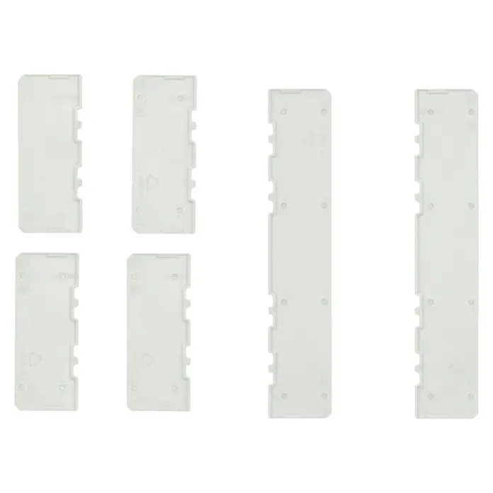 Festool Kleinteilemagazin Sortainer SYS 3-Sort/4 - Anzahl Schubladen: 4 Stk., 29,5 x 39,5 x 21 cm - Nahaufnahme verschiedener Größen eines weißen Kabelkanal-Seitenteils, das für eine ordentliche und organisierte Kabelführung sorgt.