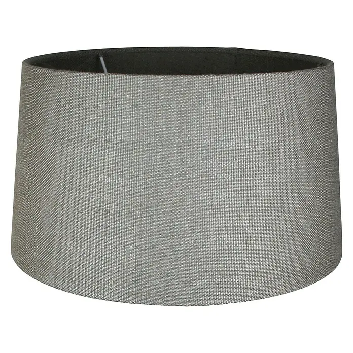 Home Sweet Home Lampenschirm Melrose - Ø x H: 35 x 19 cm, Hellgrau, Stoff, Rund - Nahaufnahme eines grauen Lampenschirms mit dunkler Innenseite, der ein dezentes und elegantes Design für jede Lampe bietet.