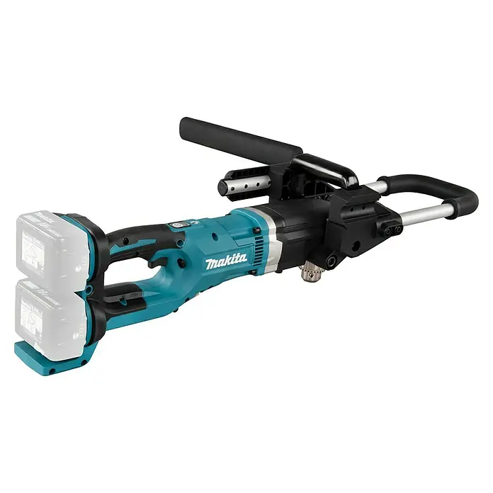 Makita LXT 18V Akku-Erdbohrer DDG460ZX7 - 36 V, Li-Ionen, Ohne Akku - Das Bild zeigt einen Makita DBM131 Kernbohrer, ein professionelles Werkzeug für präzise Bohrarbeiten mit einem robusten Design und ergonomischen Griffen.