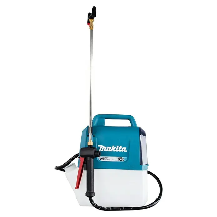 Makita LXT 18V Akku-Sprühgerät DUS054Z - 18 V, Ohne Akku, 1,5 bar - 3 bar - Abbildung eines Makita Akku-Drucksprühgeräts mit einem 5-Liter-Tank, das für Gartenarbeiten konzipiert wurde.
