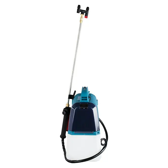 Makita LXT 18V Akku-Sprühgerät DUS054Z - 18 V, Ohne Akku, 1,5 bar - 3 bar - Ein professionelles Rückensprühgerät in Blau und Weiß. Ideal für Gartenarbeiten und Schädlingsbekämpfung.