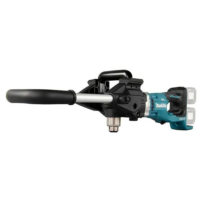 Makita LXT 18V Akku-Erdbohrer DDG460ZX7 - 36 V, Li-Ionen, Ohne Akku - Das Bild zeigt einen Akku-Bohrmaschinenmischer von Makita, ein Werkzeug zum Mischen von Materialien mit einem robusten Design und Griffen.