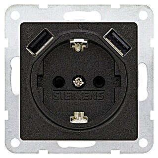 Siemens DELTA Mega USB-Steckdose SIE039482 (Carbon Metallic, Glänzend, 16 A)