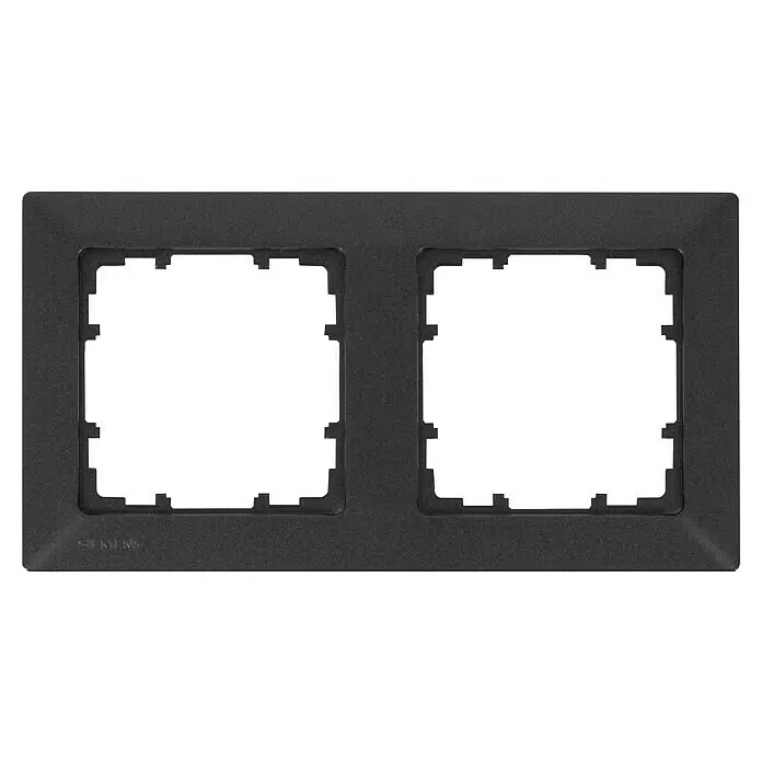 Siemens DELTA Mega Abdeckrahmen Classic - Carbon Metallic, 2-fach, Kunststoff - Dunkelgrauer, genarbter Doppelrahmen für zwei Schalter-/Steckdoseneinsätze.
