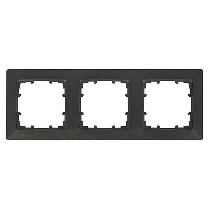 Siemens DELTA Mega Abdeckrahmen Classic - Carbon Metallic, 3-fach, Kunststoff - Strukturierter, dunkelgrauer Dreifachrahmen für elektrische Schalter oder Steckdosen.
