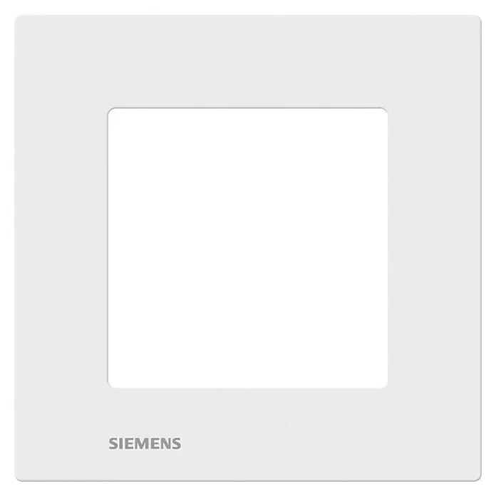 Siemens DELTA Viva Abdeckrahmen SIE039789 - Polar Weiß, 1-fach, Kunststoff - Mattweißer Lichtschalterrahmen mit abgerundeten Kanten und Siemens-Logo.