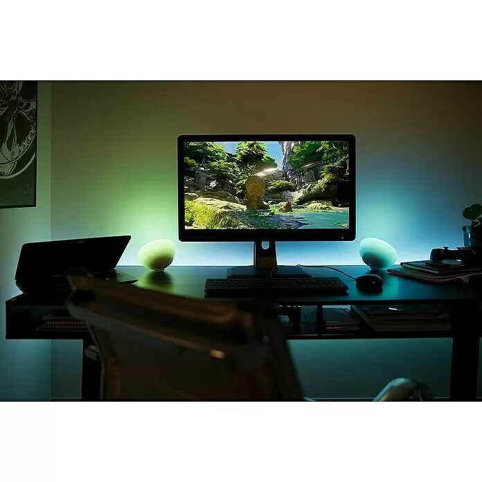 Philips Hue LED-Tischleuchte Go - 6 W, L x B x H: 15 x 15 x 7,9 cm, RGBW - Stimmungsaufnahme