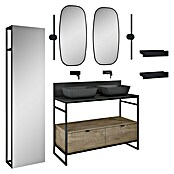 Inspira Badmöbel-Set AA1 (Gesamtbreite Badmöbel: 120 cm, Anthracite/Canela Oak/Black, Matt, 15 -tlg.) | BAUHAUS