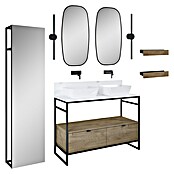 Inspira Badmöbel-Set AA7 (Gesamtbreite Badmöbel: 120 cm, White/Canela Oak/Black, Matt, 15 -tlg.) | BAUHAUS