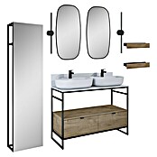 Inspira Badmöbel-Set AB6 (Gesamtbreite Badmöbel: 120 cm, Stone/Canela Oak/Black, Matt, 15 -tlg.) | BAUHAUS