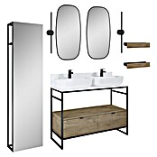 Inspira Badmöbel-Set AB7 (Gesamtbreite Badmöbel: 120 cm, White/Canela Oak/Black, Matt, 15 -tlg.) | BAUHAUS