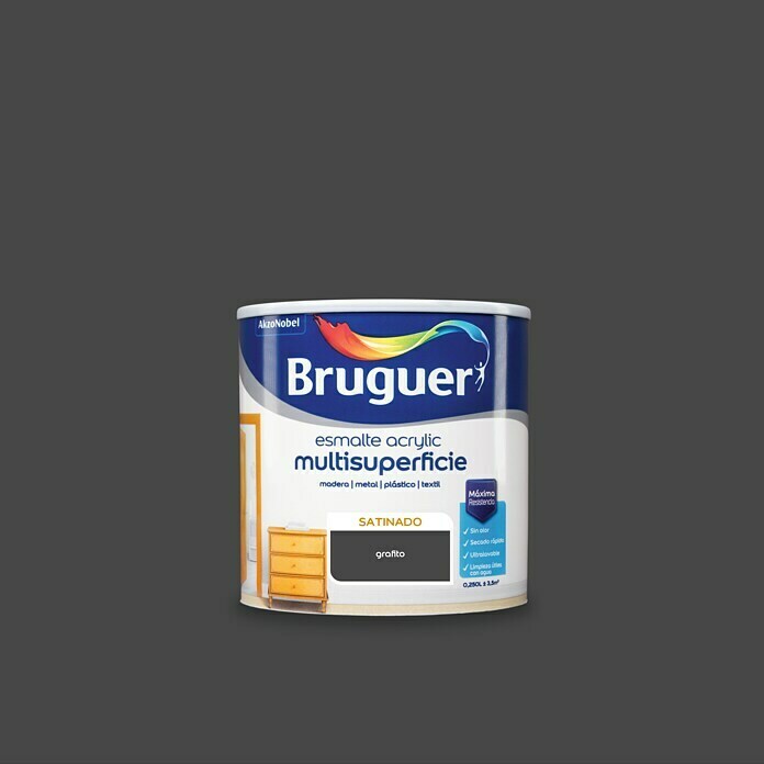 Bruguer Esmalte de color Acrylic Multisuperficie  (Grafito, 250 ml, Satinado)