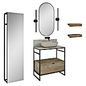 Inspira Badmöbel-Set AD4 (Gesamtbreite Badmöbel: 80 cm, Fume/Canela Oak/Black, Matt, 12 -tlg.) | BAUHAUS