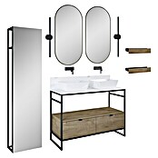 Inspira Badmöbel-Set AE7 (15 -tlg., 120 cm, White/Canela Oak/Black, Matt) | BAUHAUS