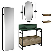 Inspira Badmöbel-Set AH2 (12 -tlg., 100 cm, Forest Green/Canela Oak/Black, Matt) | BAUHAUS