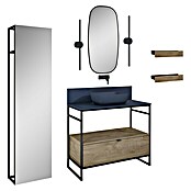 Inspira Badmöbel-Set AH4 (12 -tlg., 100 cm, Navy Blue/Canela Oak/Black, Matt) | BAUHAUS