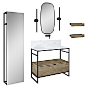 Inspira Badmöbel-Set AH7 (12 -tlg., 100 cm, White/Canela Oak/Black, Matt) | BAUHAUS