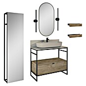 Inspira Badmöbel-Set AL4 (Gesamtbreite Badmöbel: 100 cm, Fume/Canela Oak/Black, Matt, 12 -tlg.) | BAUHAUS