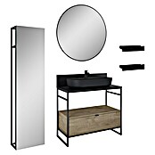 Inspira Badmöbel-Set BE6 (Gesamtbreite Badmöbel: 100 cm, Black/Canela Oak, Matt, 10 -tlg.) | BAUHAUS