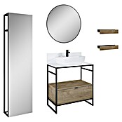 Inspira Badmöbel-Set BI7 (Gesamtbreite Badmöbel: 80 cm, White/Canela Oak/Black, Matt, 10 -tlg.) | BAUHAUS