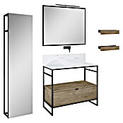 Inspira Badmöbel-Set BJ1 (Gesamtbreite Badmöbel: 100 cm, White/Canela Oak/Black, Matt, 10 -tlg.) | BAUHAUS