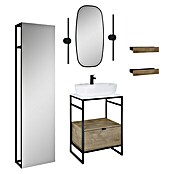 Inspira Badmöbel-Set BK1 (11 -tlg., 62 cm, White/Canela Oak/Black, Matt) | BAUHAUS