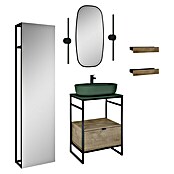 Inspira Badmöbel-Set BK3 (11 -tlg., 62 cm, Forest Green/Canela Oak/Black, Matt) | BAUHAUS