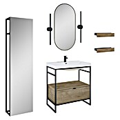 Inspira Badmöbel-Set DF2 (9 -tlg., 80 cm, White/Canela Oak/Black, Form: Oval) | BAUHAUS