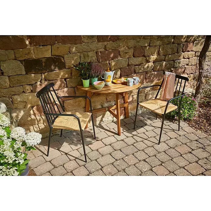 Envy Gartensessel Eva - Rattan/Geflecht, Stapelbar, Schwarz/Natur, B x T x H: 58 x 54 x 84 cm - Stimmungsaufnahme