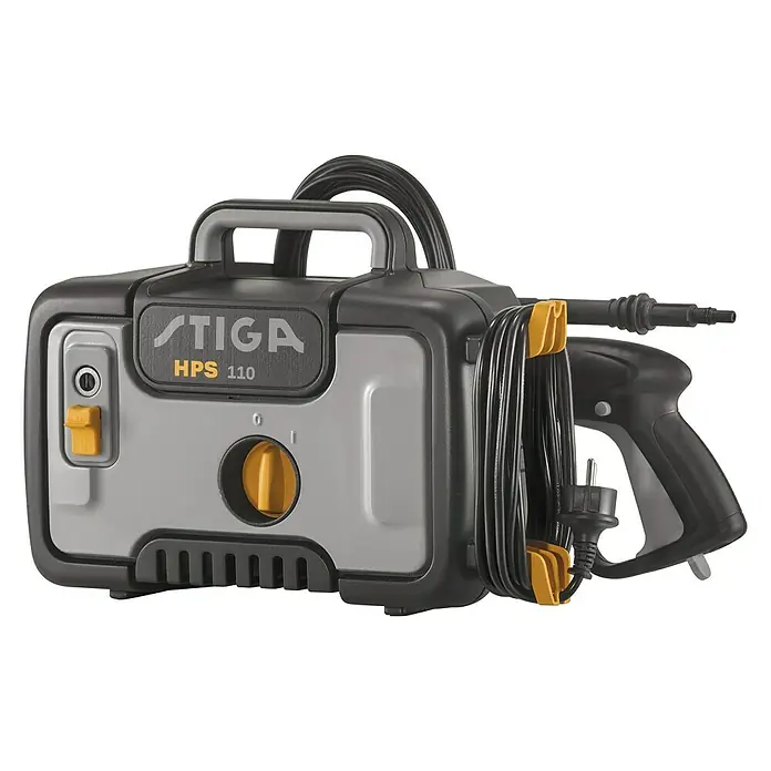 Stiga Hochdruckreiniger HPS 110 - 1.400 W - Die Stiga HPS 110 ist ein kompakter und leistungsstarker Hochdruckreiniger für den Hausgebrauch, mit praktischem Zubehör.