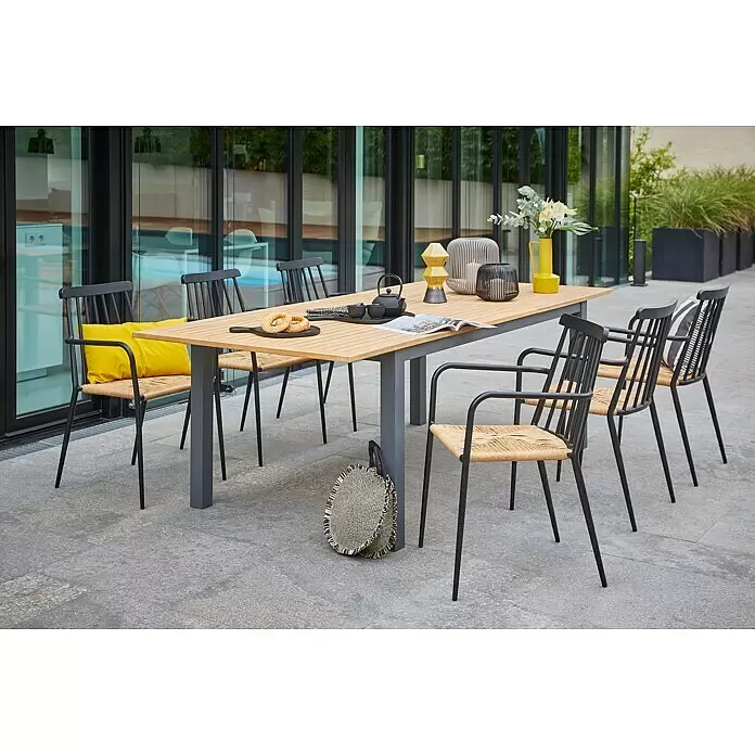 Envy Gartensessel Eva - Rattan/Geflecht, Stapelbar, Schwarz/Natur, B x T x H: 58 x 54 x 84 cm - Stimmungsaufnahme
