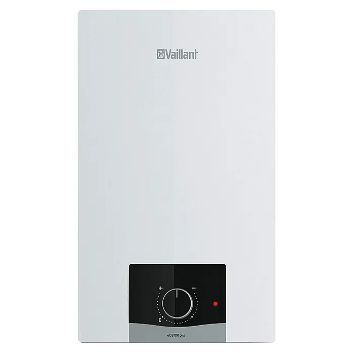 Vaillant Warmwasserspeicher VEN 5 O Plus - 5 l, 2.000 W, Temperaturbereich: 7 °C - 85 °C - Eine Nahaufnahme eines Vaillant eloSTOR plus Warmwasserspeichers mit Bedienelementen und einem dezenten, modernen Design.
