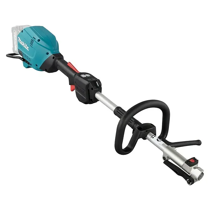 Makita XGT 40V max. Akku-Multifunktionswerkzeug UX01GZ - 40 V, Ohne Akku - Bild einer Makita Akku-Motorsense mit blau-schwarzem Design, ideal für Gartenarbeiten. Sie ist kabellos und leicht zu bedienen.