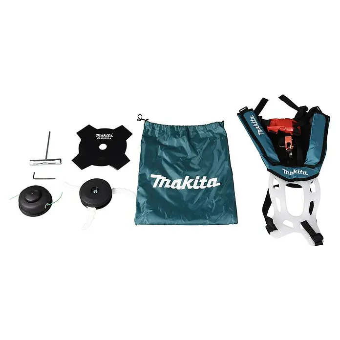 Makita XGT 40V max. Akku-Freischneider UR002GZ01 - 40 V, Ohne Akku - Makita Zubehörset mit Messern, Spulen, Tasche und Tragegurt für Rasentrimmer und Motorsensen.
