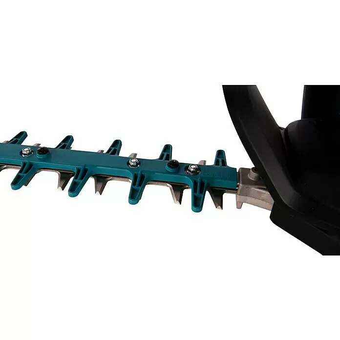 Makita LXT 18V Akku-Heckenschere DUH601Z - 18 V, Li-Ionen, Ohne Akku - Heckenscherenblatt mit scharfen Metallzähnen und türkisfarbener Kunststoffabdeckung, mit Befestigungen.