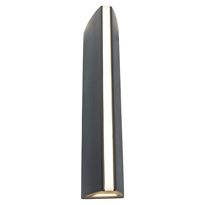 Lutec LED-Außenwandleuchte Leo - 14,5 W, 8,8 x 6,6 x 30 cm, Anthrazit, IP54 - Eine moderne, längliche LED-Wandleuchte in Anthrazit mit einem vertikalen Lichtschlitz für eine elegante Beleuchtung im Innen- und Außenbereich.