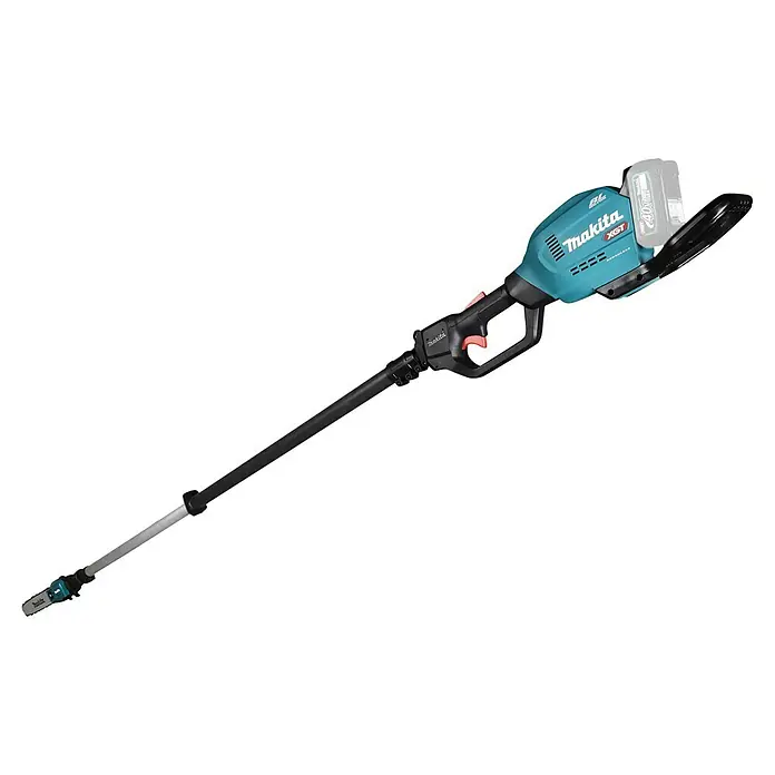 Makita XGT 40V max. Akku-Hochentaster UA004GZ - 40 V, Ohne Akku, Schwertlänge: 30 cm - Abbildung einer akkubetriebenen Makita Astsäge XGT, ein nützliches Werkzeug für die Gartenarbeit, mit ausziehbarem Schaft und Akku.