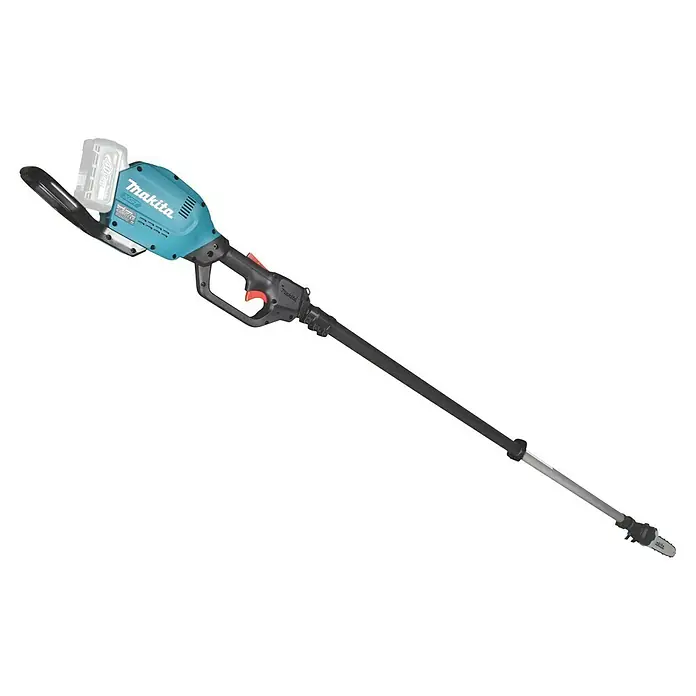 Makita XGT 40V max. Akku-Hochentaster UA004GZ - 40 V, Ohne Akku, Schwertlänge: 30 cm - Das Bild zeigt eine Makita Akku-Astsäge. Das Gerät ist kabellos und verfügt über einen Teleskopstiel zur einfachen Handhabung in großer Höhe.