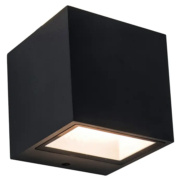 Lutec LED-Außenwandleuchte Gemini - 9 W, 8,8 x 8,5 x 8,6 cm, Schwarz matt, IP54 - Schwarze Würfel-Wandleuchte mit quadratischer Lichtöffnung, die ein helles, einladendes Licht ausstrahlt. Perfekt für moderne Außenbereiche.