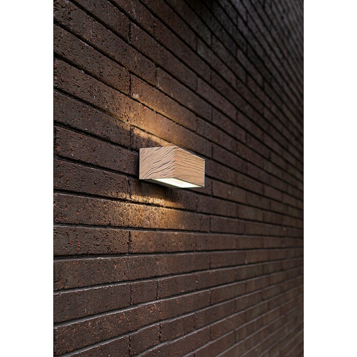 Lutec LED-Außenwandleuchte Gemini (10,5 W, 14 x 8,9 x 6,5 cm,  Anthrazit/holzfarben, IP54) | BAUHAUS