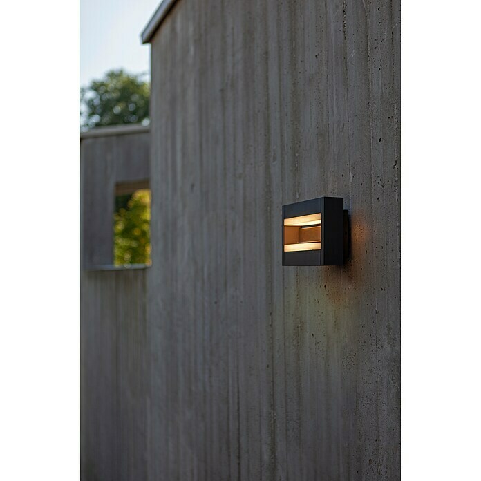 Lutec Conroy LED-Außenwandleuchte (17,8 W, 22,5 x 15,5 x 9,7 cm, Anthrazit,  IP44) | BAUHAUS