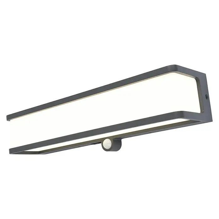 Lutec Doblo Solar-Außenwandleuchte - 16,5 W, L x B x H: 35 x 9,1 x 9 cm, Anthrazit, IP54, 1.800 lm - Moderne LED-Wandleuchte mit Bewegungssensor. Das schlanke Design und die helle Beleuchtung machen sie ideal für den Außenbereich.