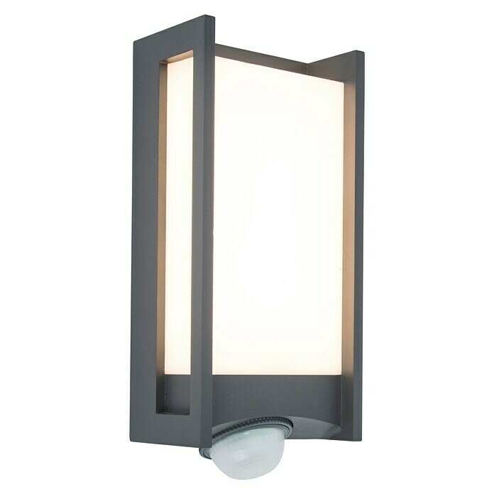 Lutec Qubo LED-Außenwandleuchte (14 W, 10,6 x 11 x 27 cm, Anthrazit, IP54, Bewegungsmelder) | BAUHAUS