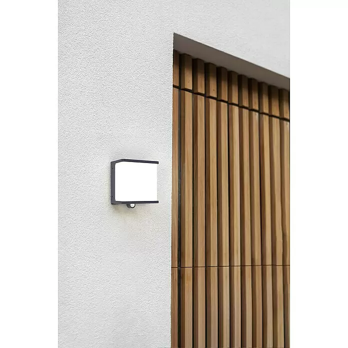 Lutec LED-Solar-Außenwandleuchte DOBLOSolarzelle, Aluminium, Neutralweiß, Anthrazit, L x B x H: 15 x 8,9 x 17 cm