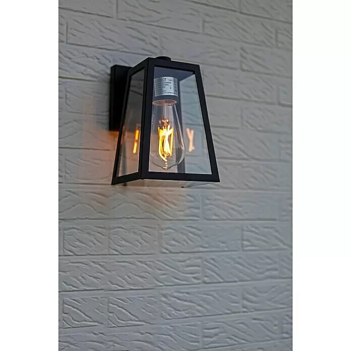 Lutec Außenwandleuchte Fia - 40 W, 16 x 14 x 21,6 cm, Schwarz matt, IP44 - Stimmungsaufnahme