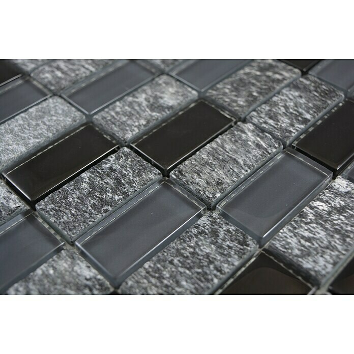 Mosaikfliese Crystal Mix XCM MS816 (31 x 32,2 cm, Schwarz/Grau, Glänzend)
