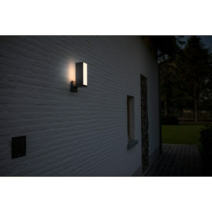 Lutec Cuba LED-Außenwandleuchte (13 W, 14,6 x 9,3 x 30,8 cm, Anthrazit, IP54) | BAUHAUS