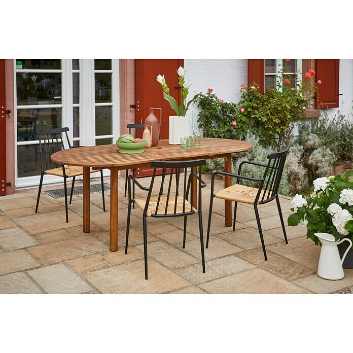 Envy Gartensessel Eva (Schwarz/Natur, Rattan/Geflecht, Stapelbar) | BAUHAUS